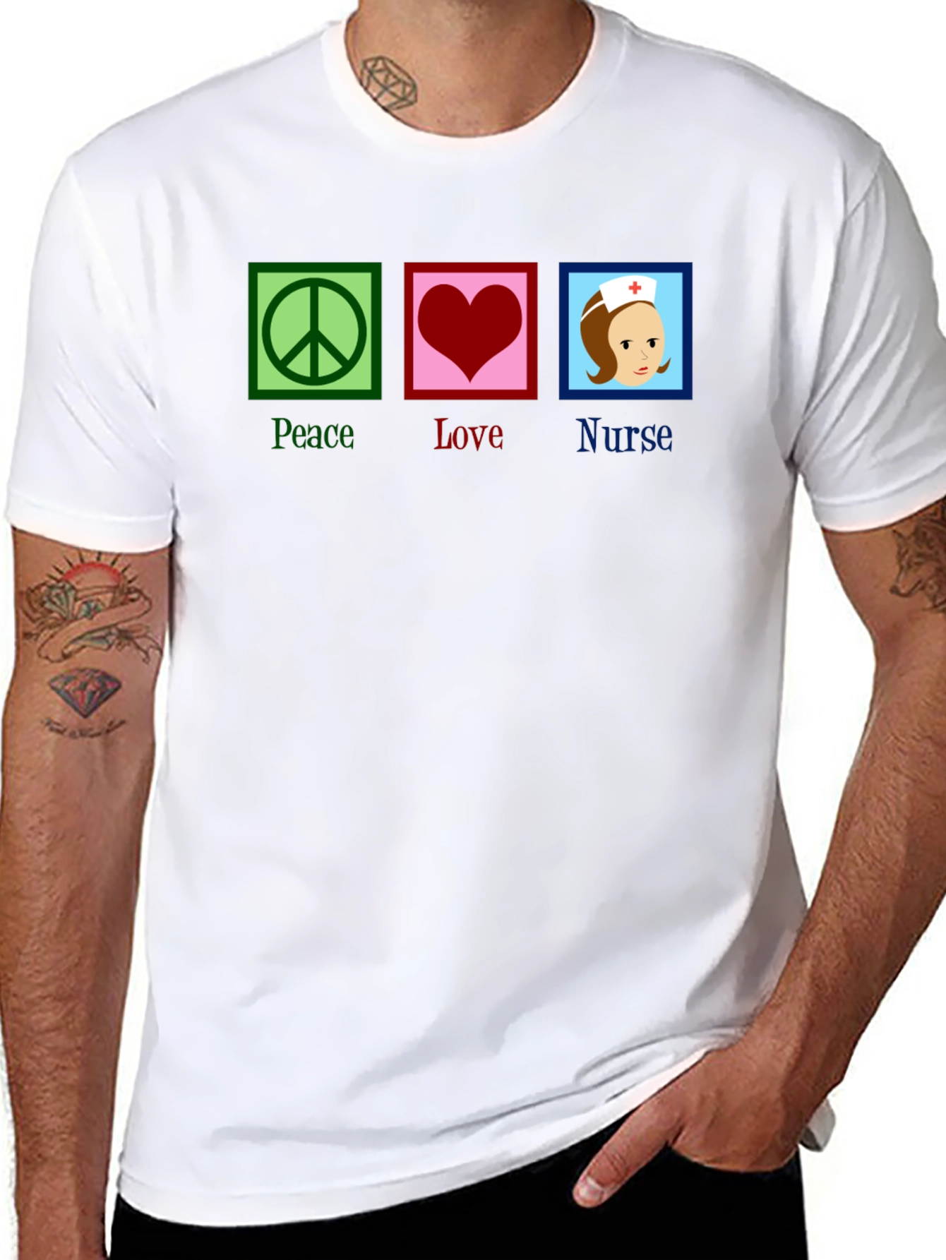 Peace Love Nurse T-Shirt - Black Cotton Tee