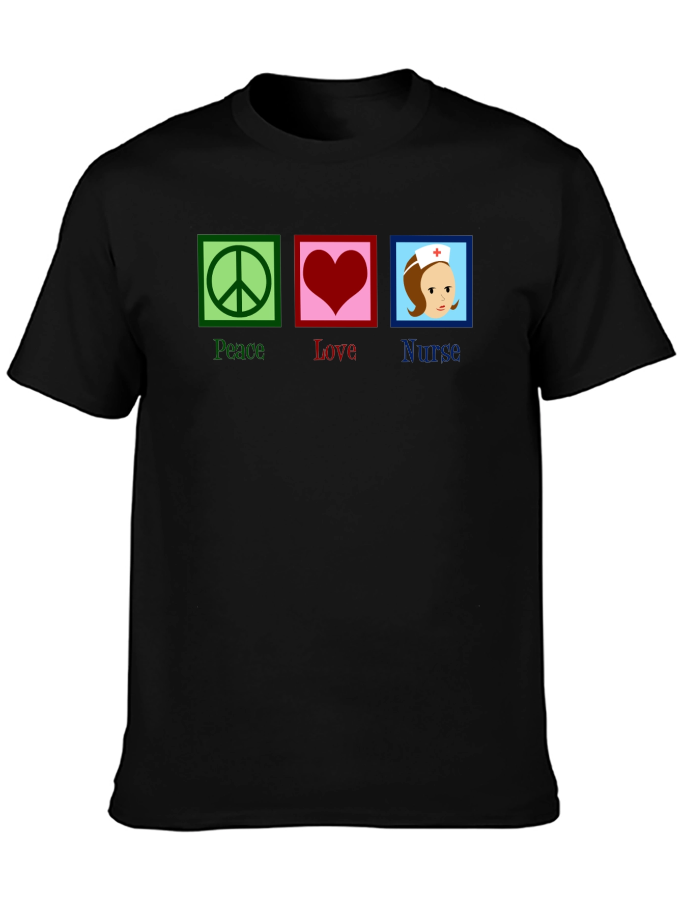 Peace Love Nurse T-Shirt - Black Cotton Tee