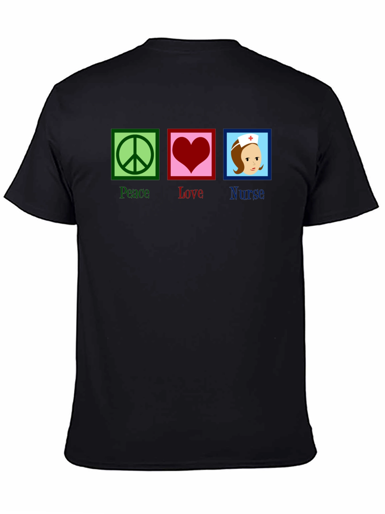 Peace Love Nurse T-Shirt - Black Cotton Tee