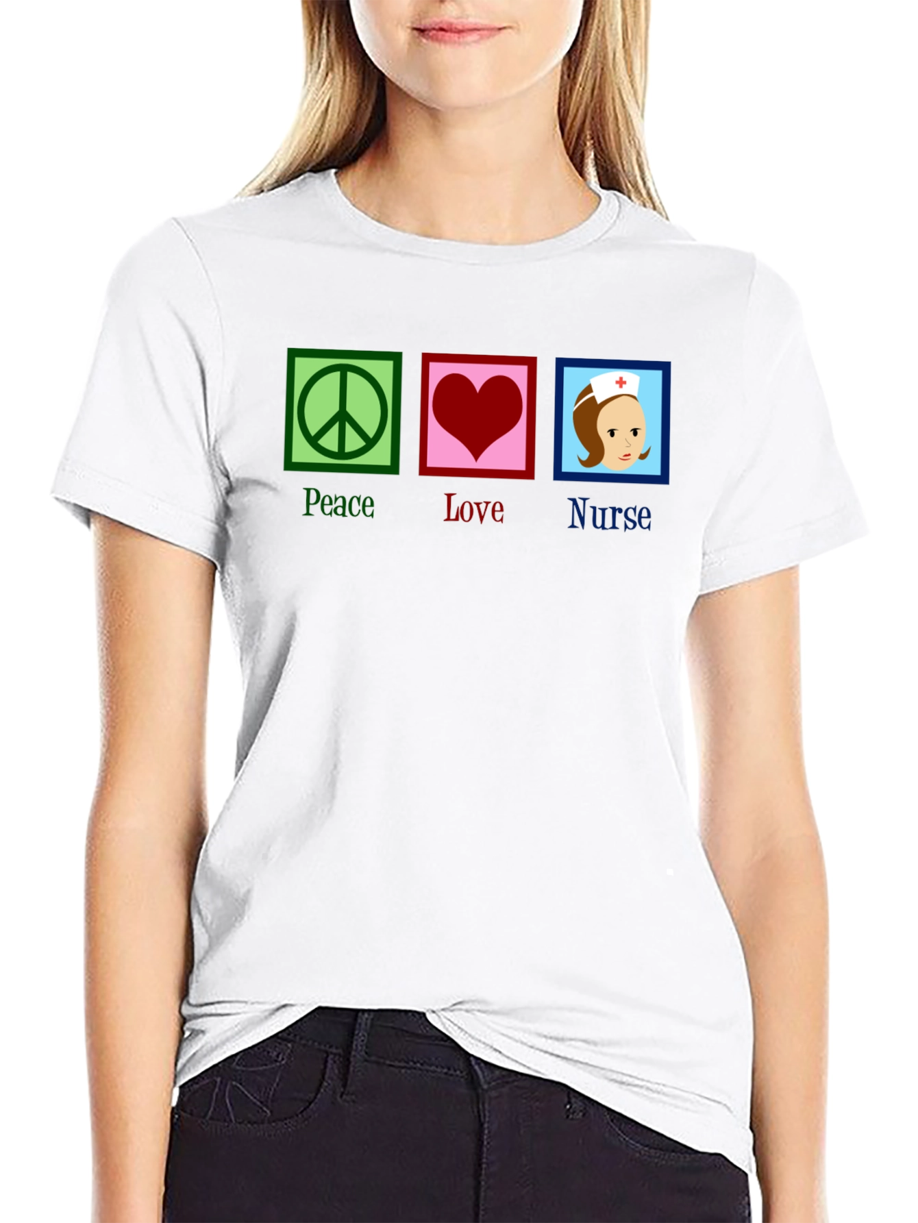 Peace Love Nurse T-Shirt - Black Cotton Tee