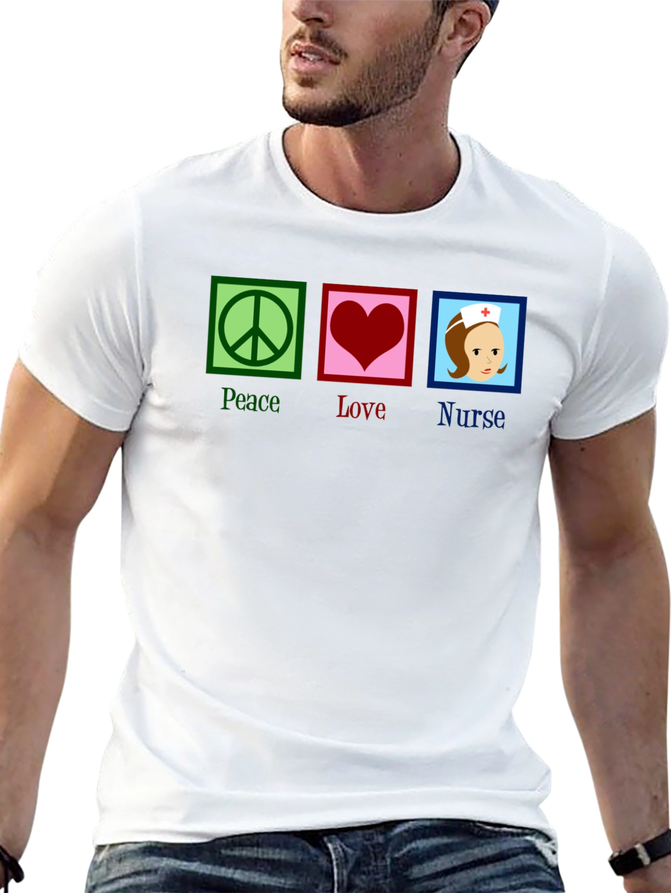 Peace Love Nurse T-Shirt - Black Cotton Tee