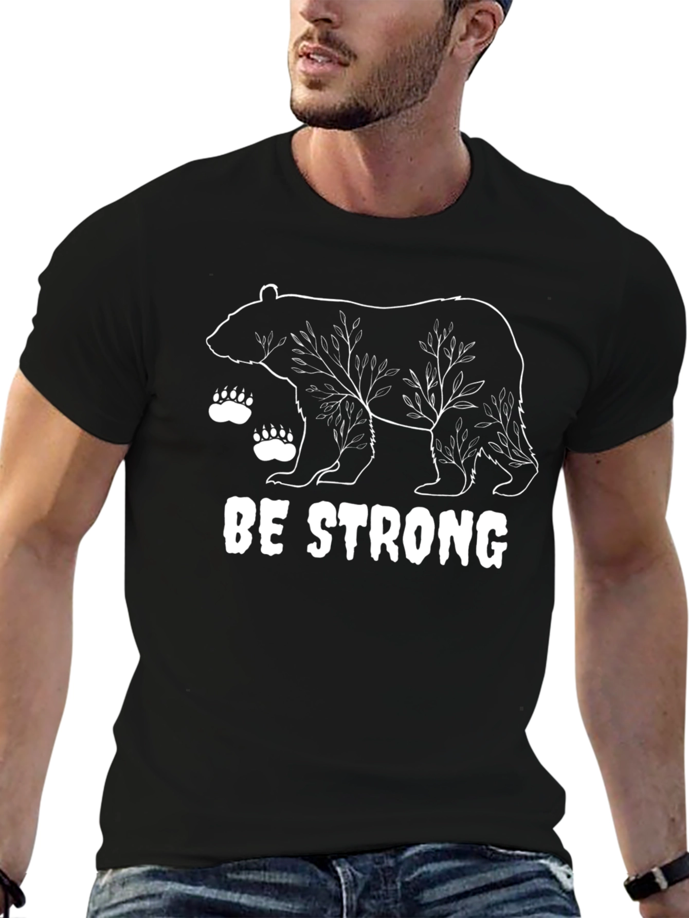 Be Strong Bear Graphic Tee - Black Unisex T-Shirt