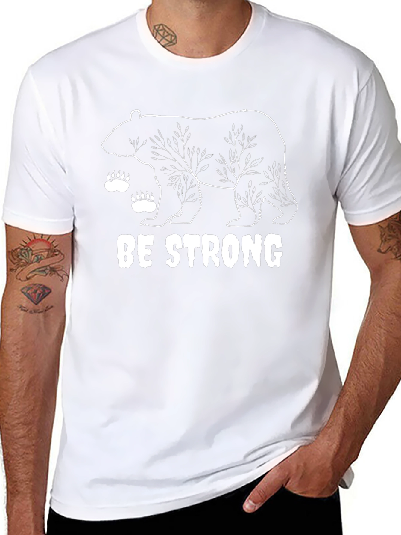 Be Strong Bear Graphic Tee - Black Unisex T-Shirt