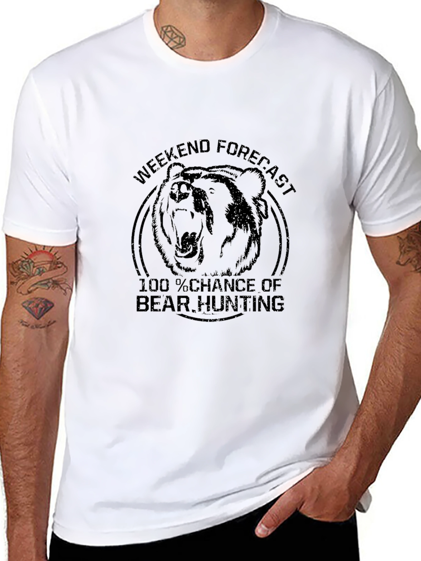 Bear Hunting Weekend Forecast Black T-Shirt