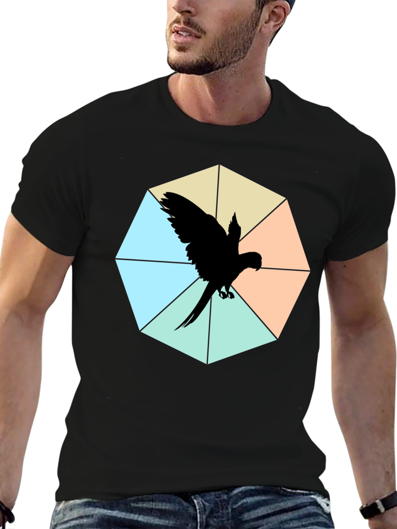 Geometric Parrot Graphic Tee - Unique Design!