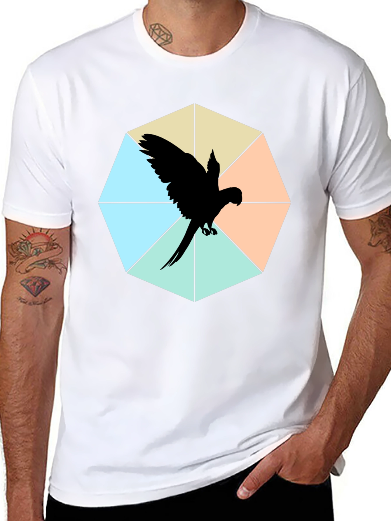 Geometric Parrot Graphic Tee - Unique Design!