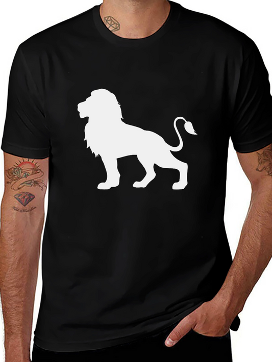 Lion Graphic Black T-Shirt - Mens Crew Neck Tee