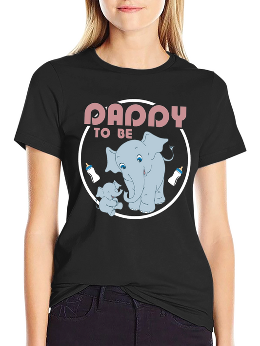 Daddy To Be Elephant Graphic Tee - Black