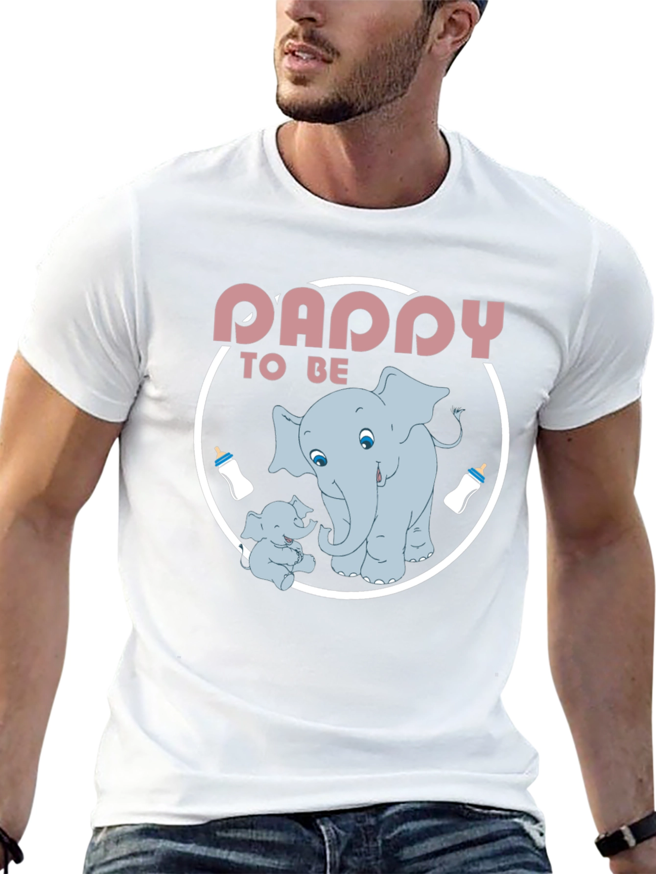 Daddy To Be Elephant Graphic Tee - Black