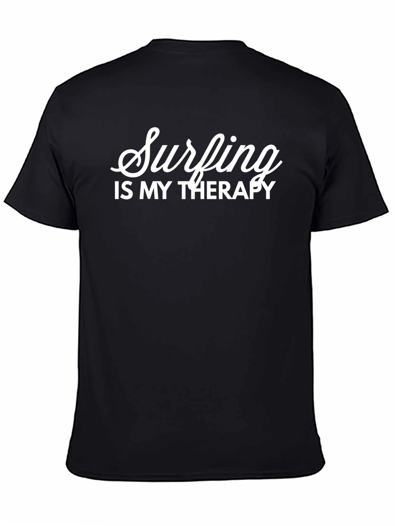 Surfing is My Therapy Black Tee Shirt