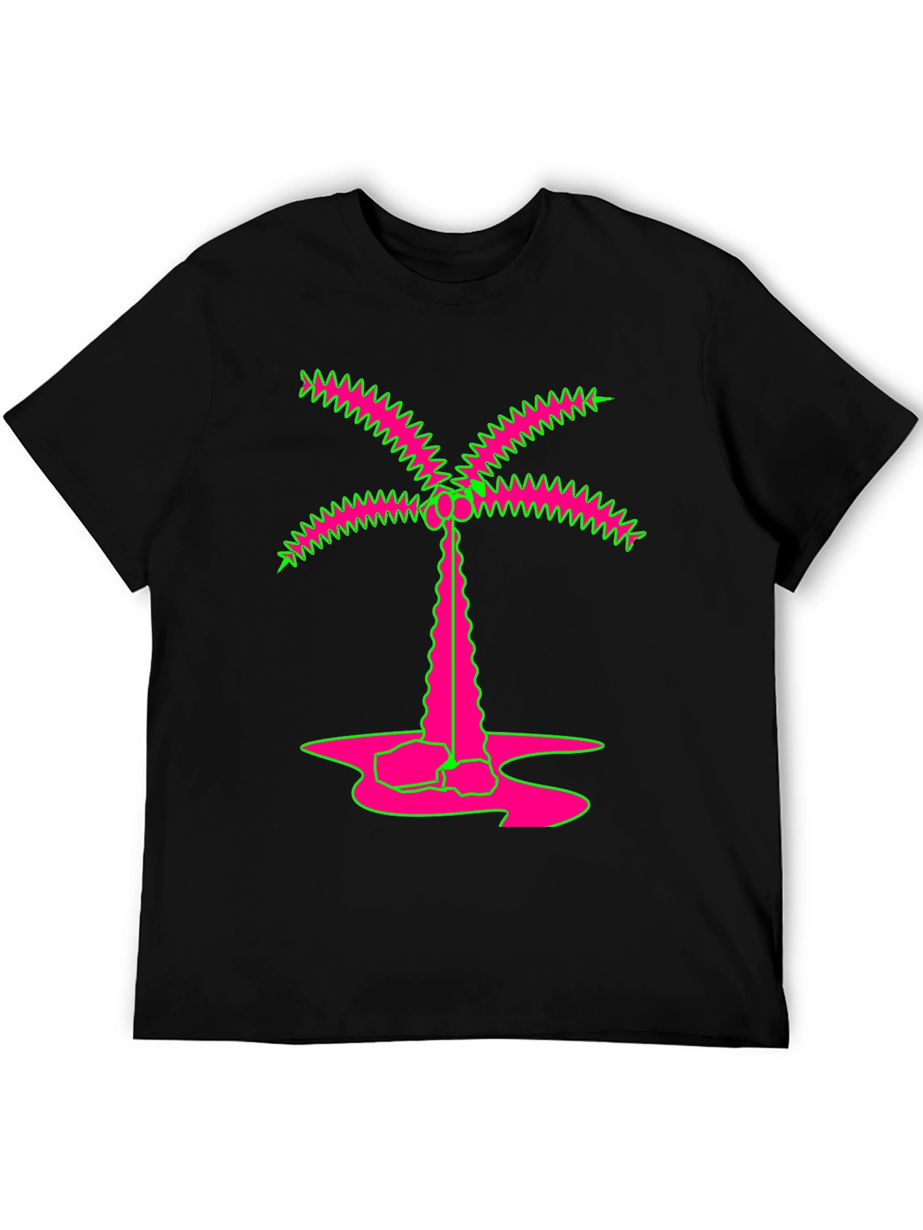 Vibrant Neon Palm Tree Graphic Tee