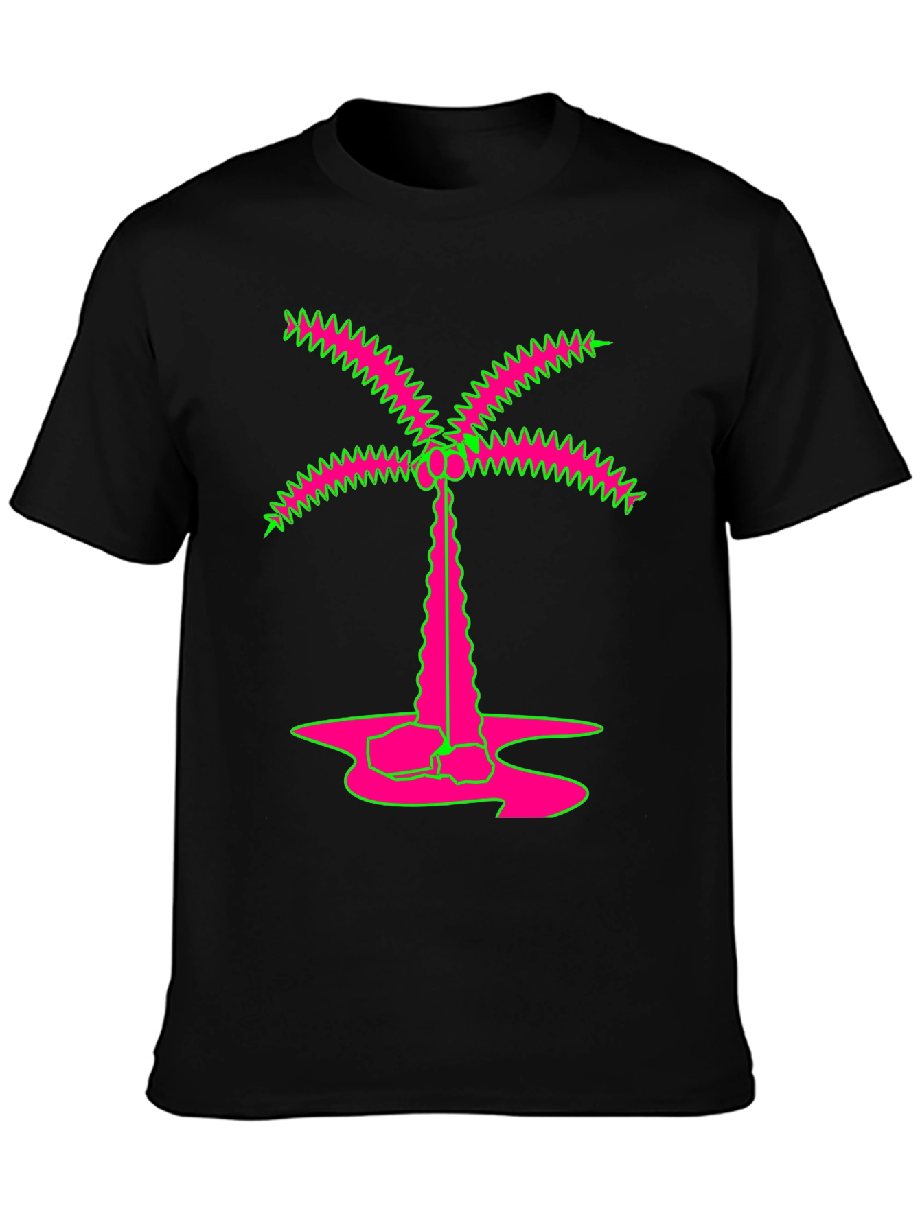 Vibrant Neon Palm Tree Graphic Tee