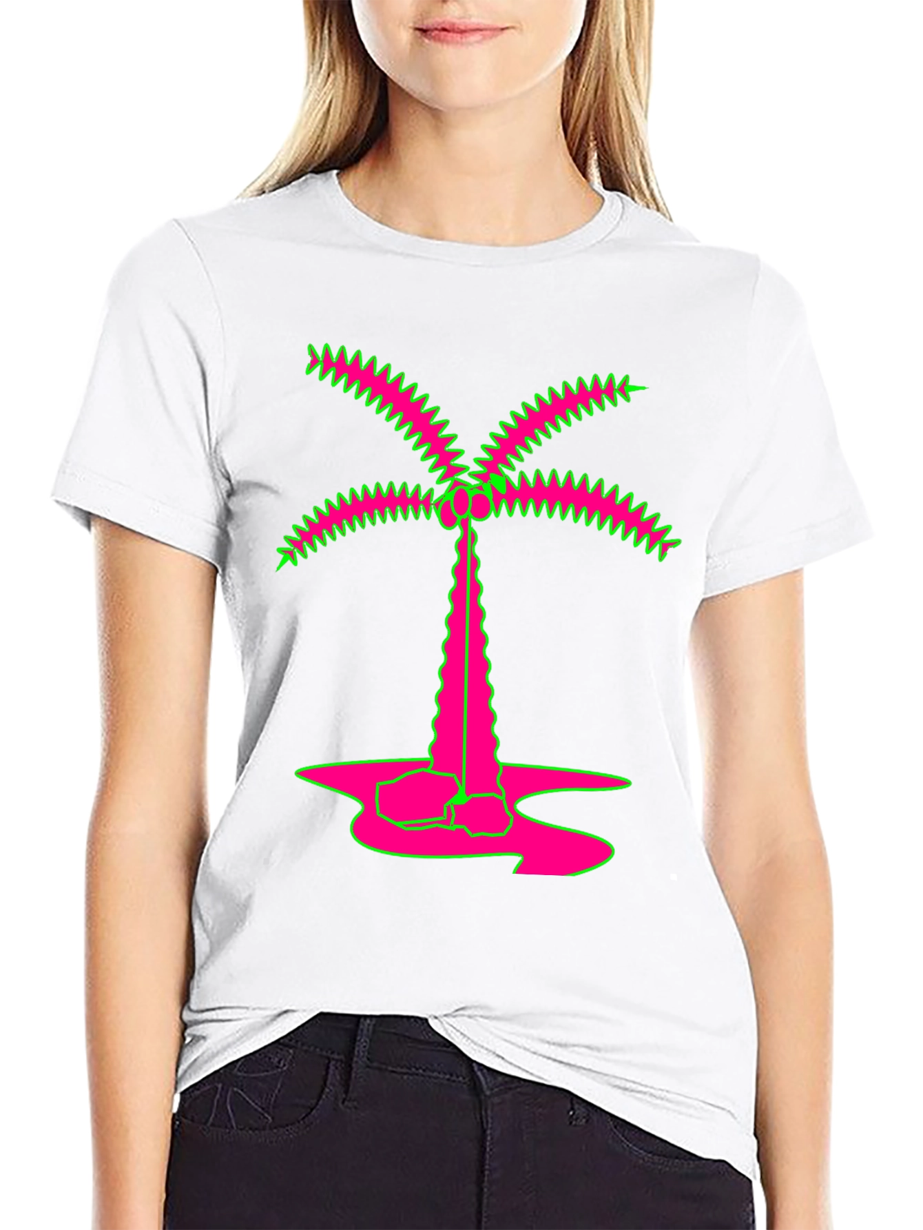 Vibrant Neon Palm Tree Graphic Tee