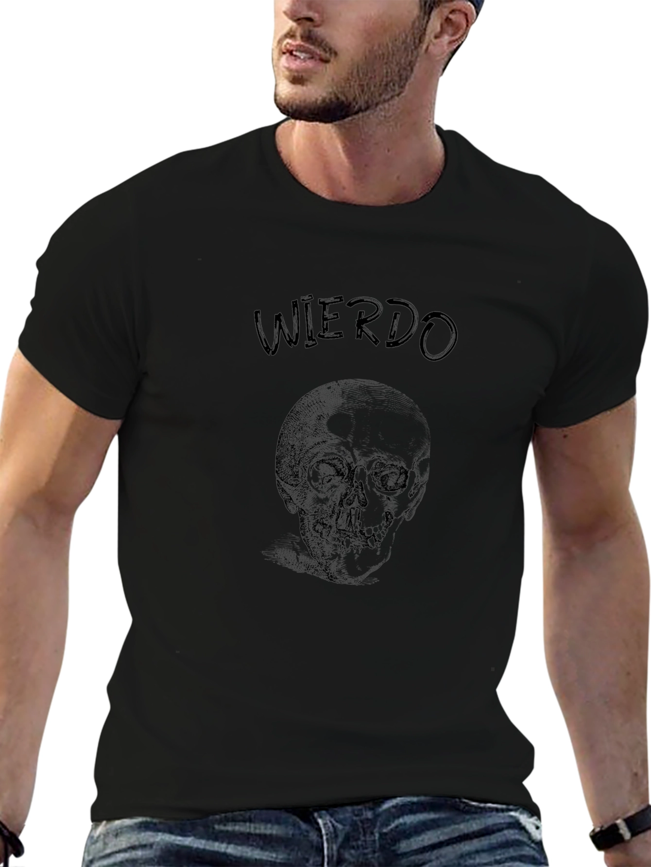Wierdo Skull Graphic T-Shirt - Black Cotton Tee