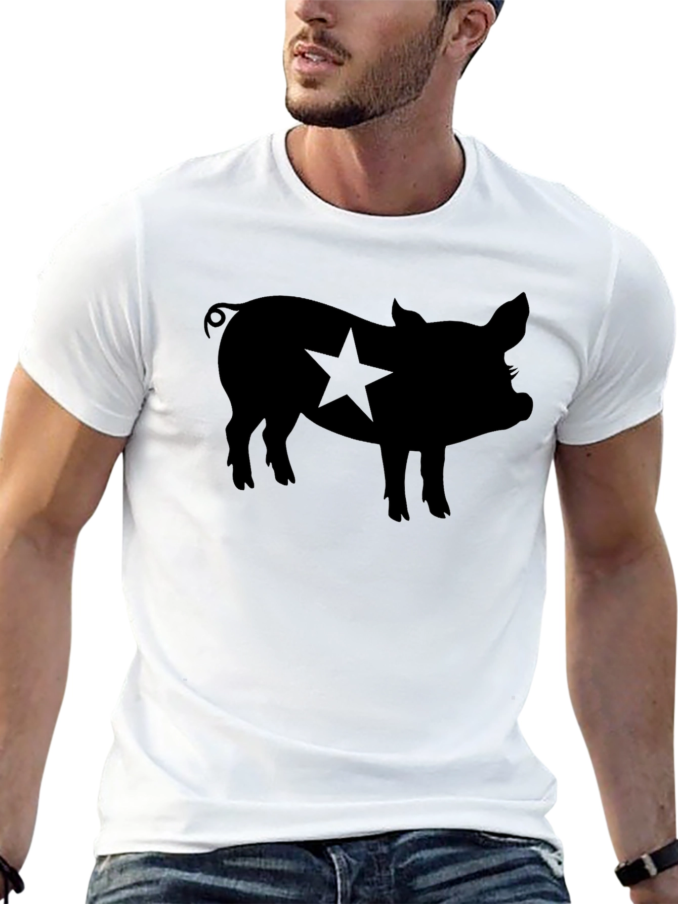Pig Star Silhouette Mens Black T-Shirt