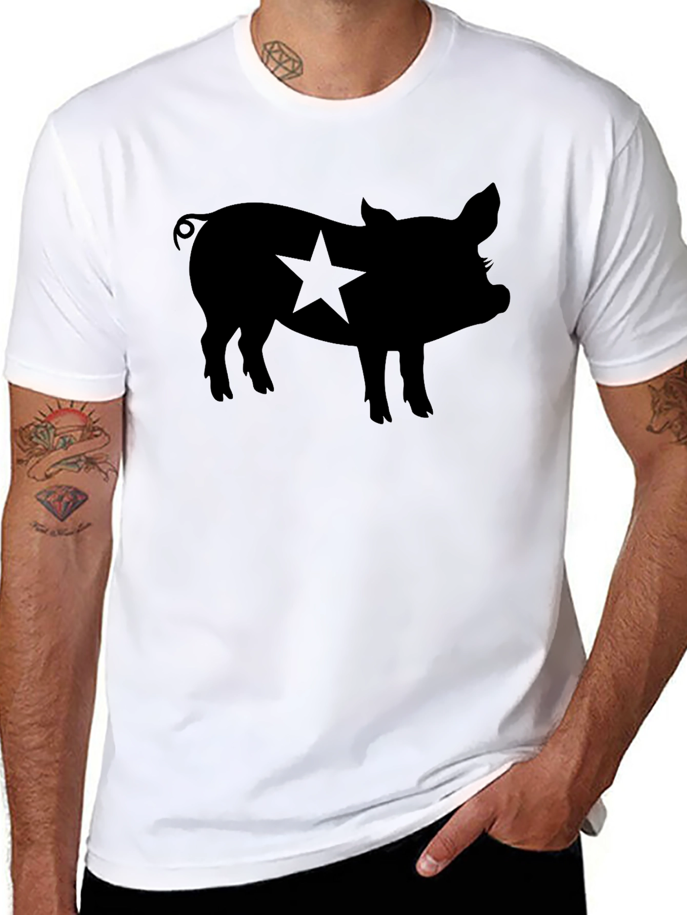 Pig Star Silhouette Mens Black T-Shirt