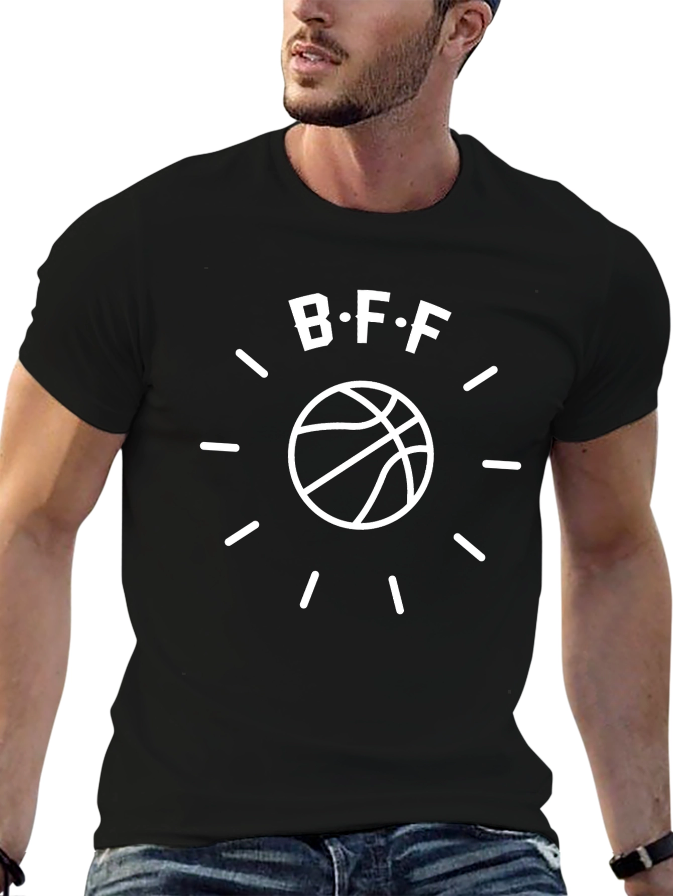 BFF Basketball Graphic Tee - Black Cotton Blend