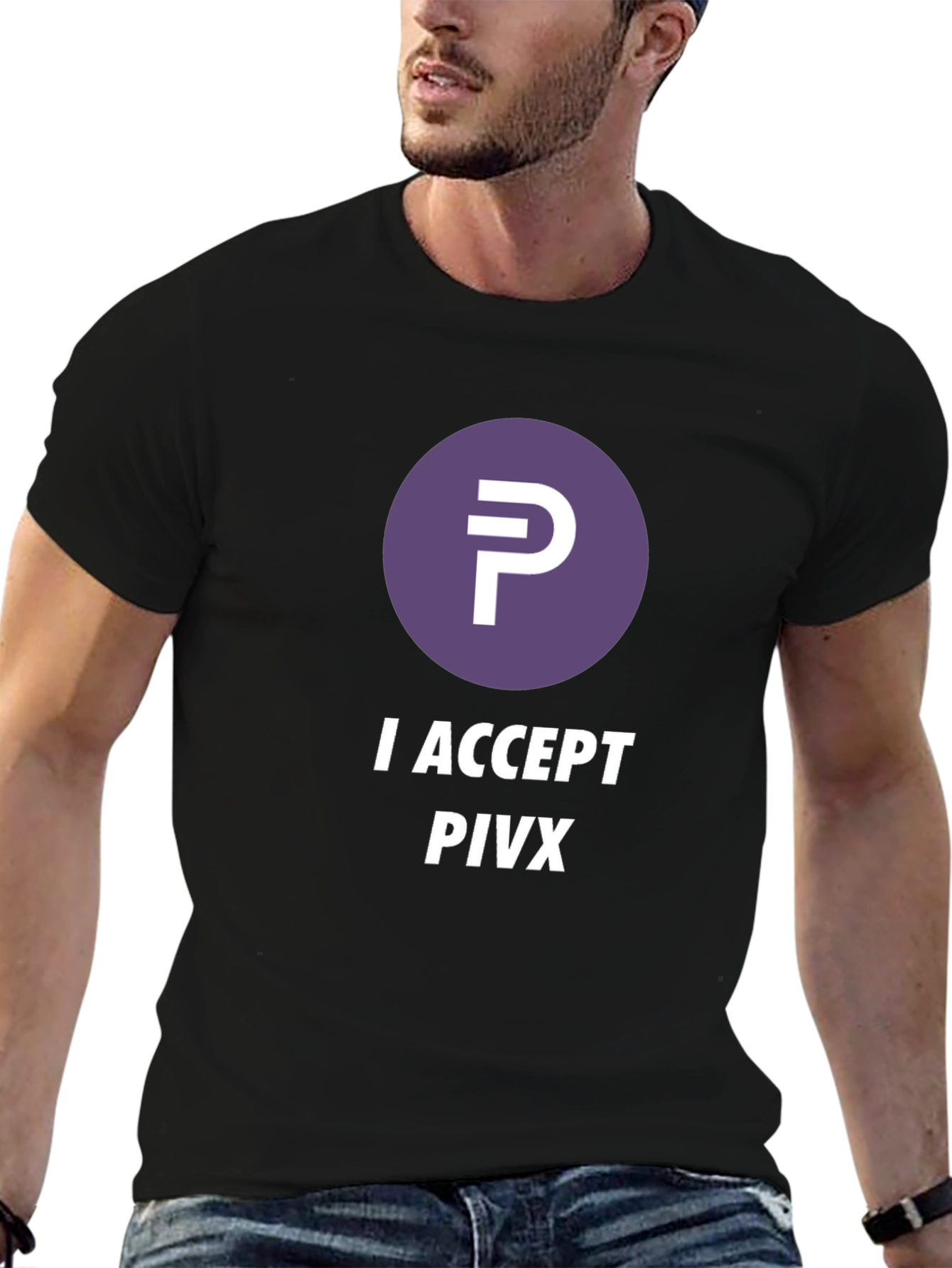 I Accept PIVX Black T-Shirt Crypto