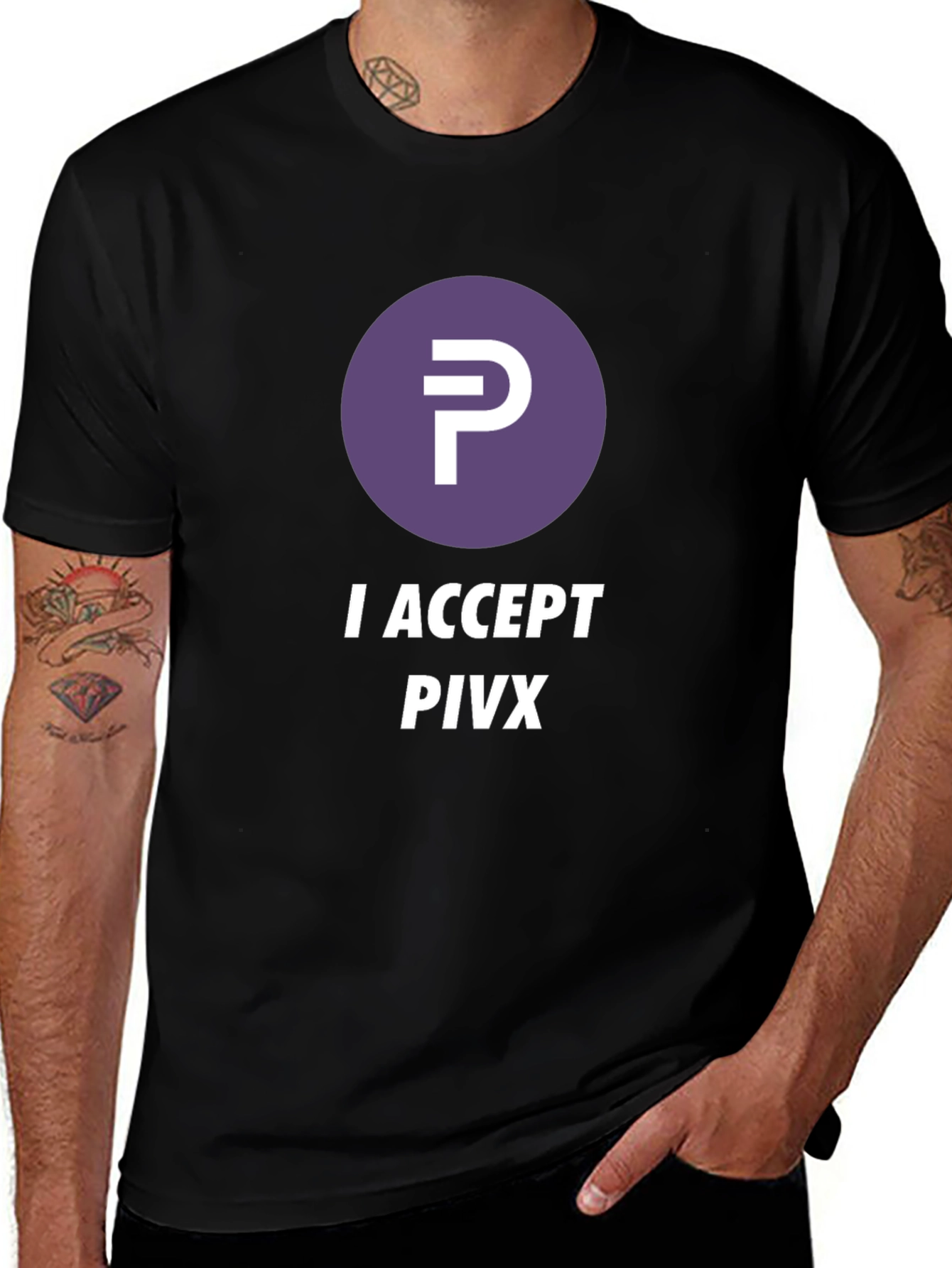 I Accept PIVX Black T-Shirt Crypto