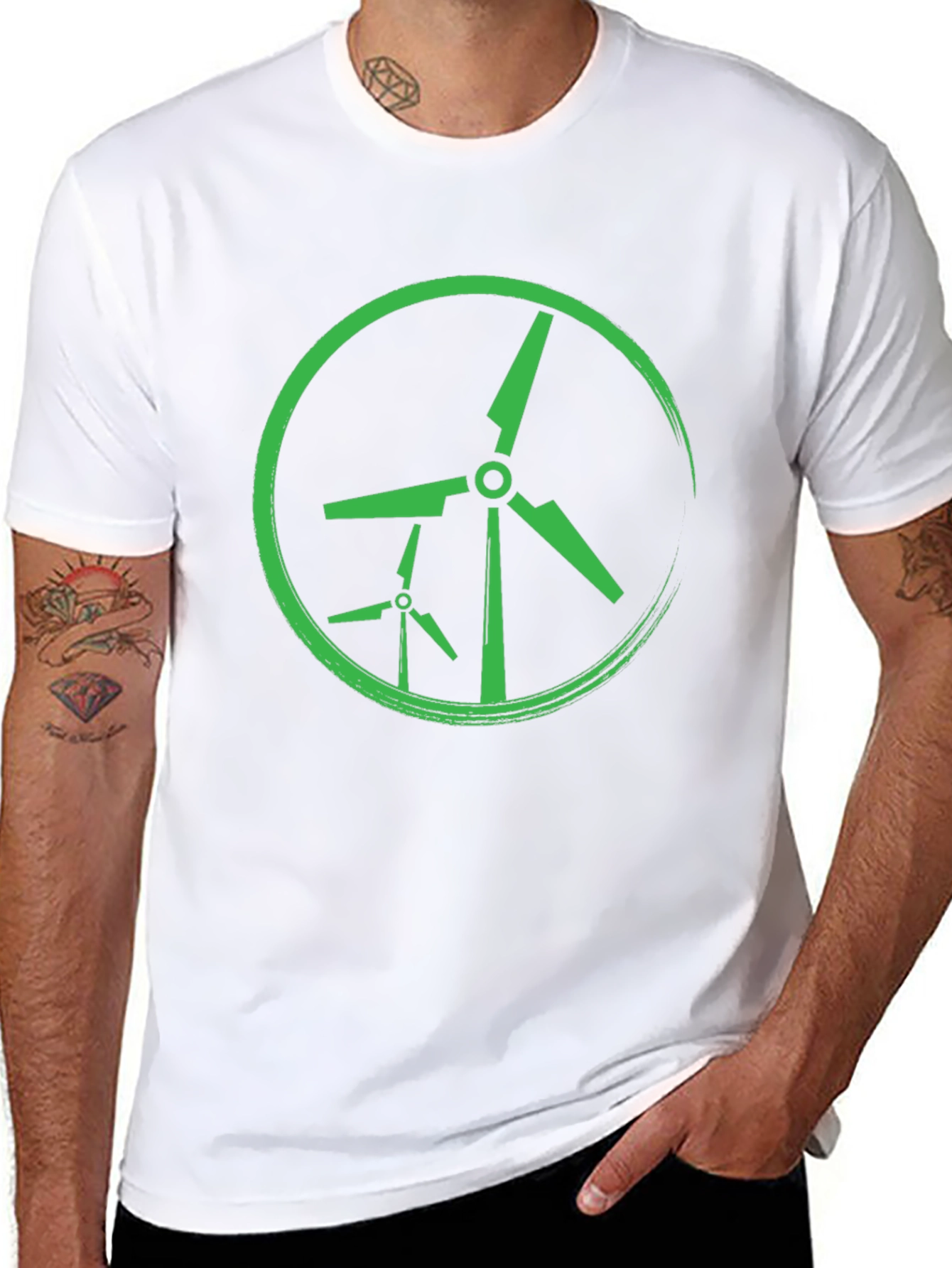 Green Wind Turbine Graphic Tee