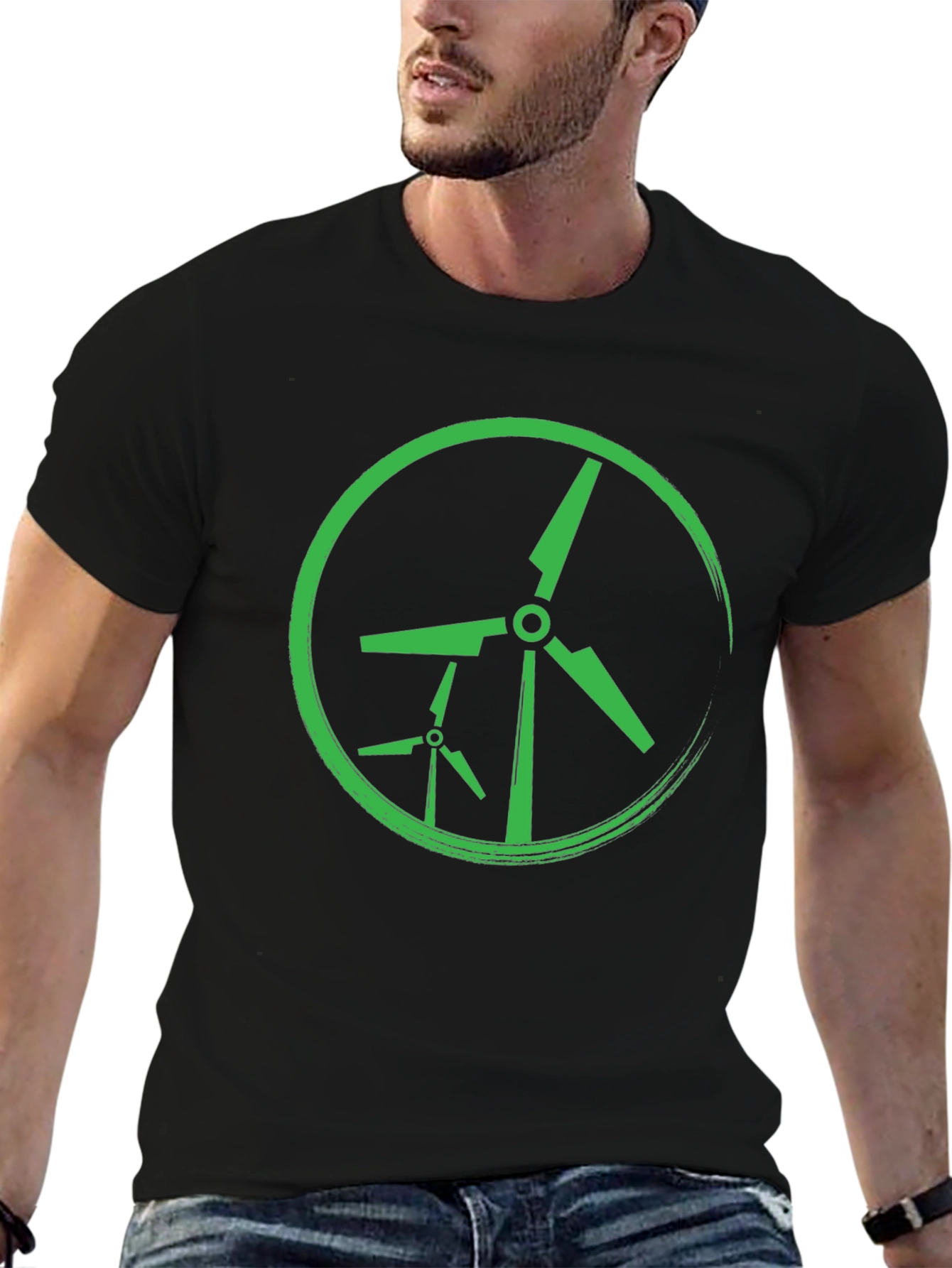 Green Wind Turbine Graphic Tee