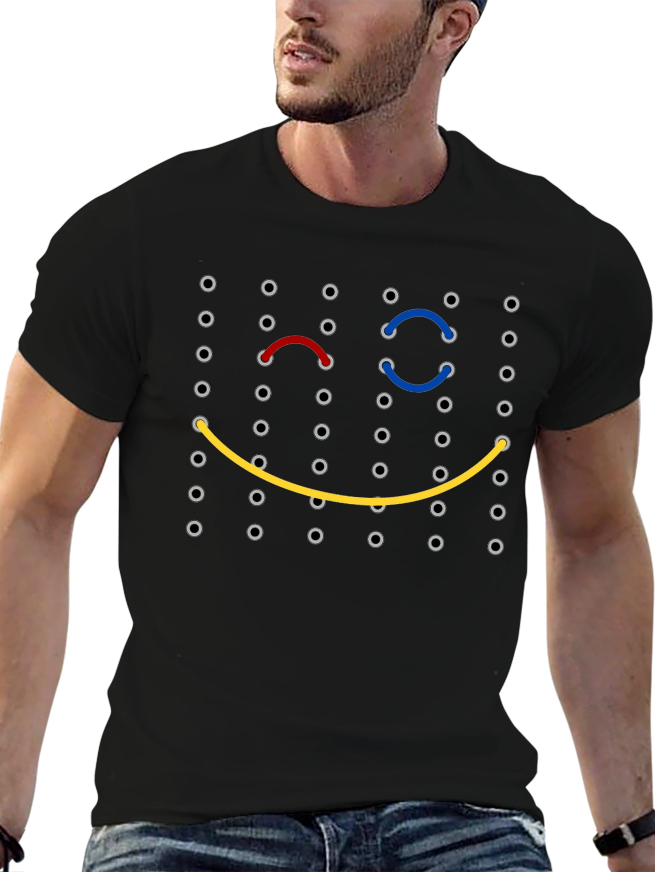 Lace-Up Smiley Face T-Shirt - Unique Graphic Tee