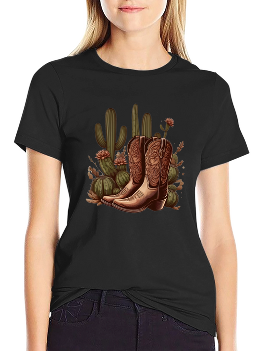 Cowboy Boots and Cactus Graphic Tee