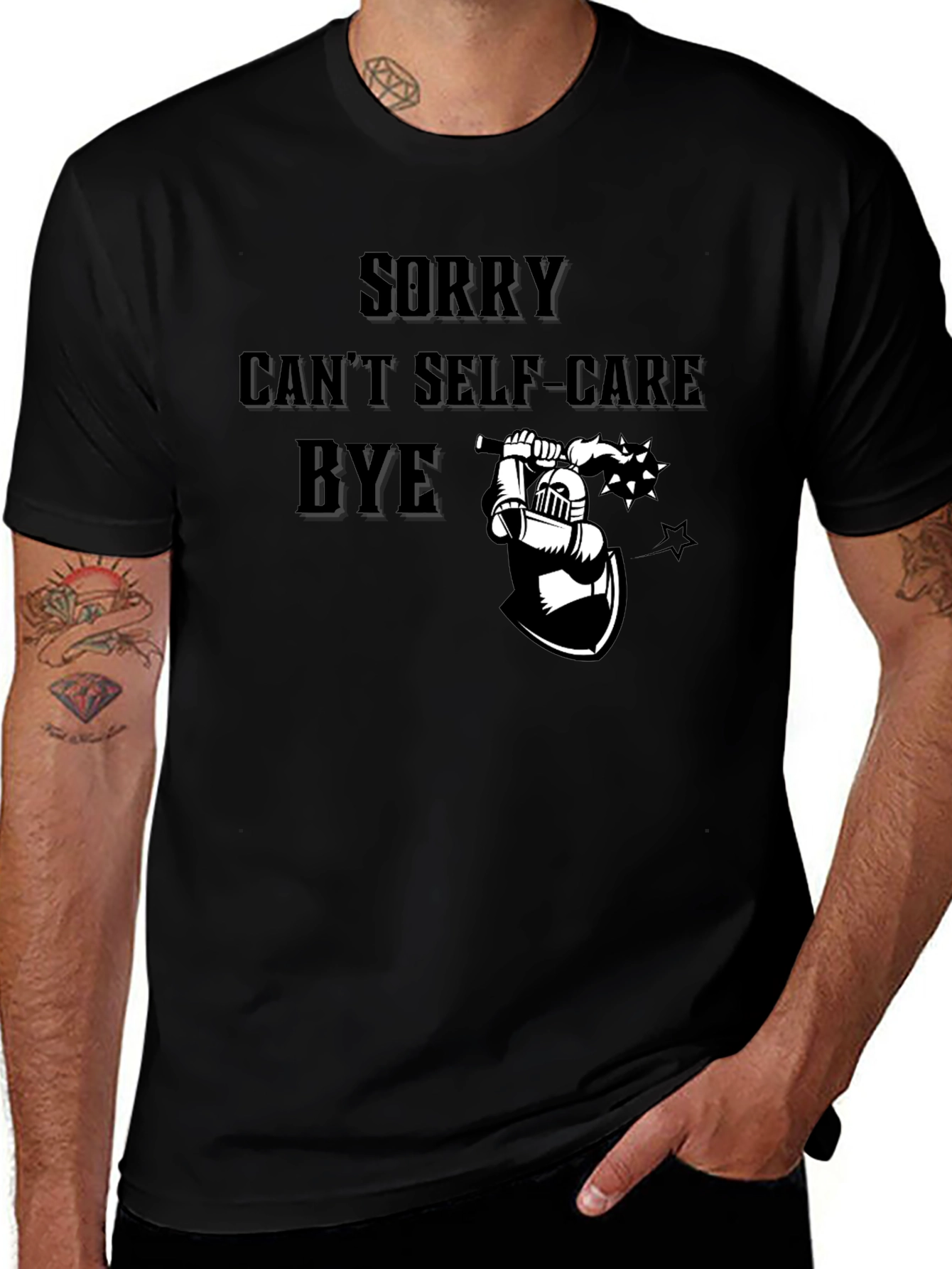 Sorry Cant Self-Care Bye Black Graphic Tee