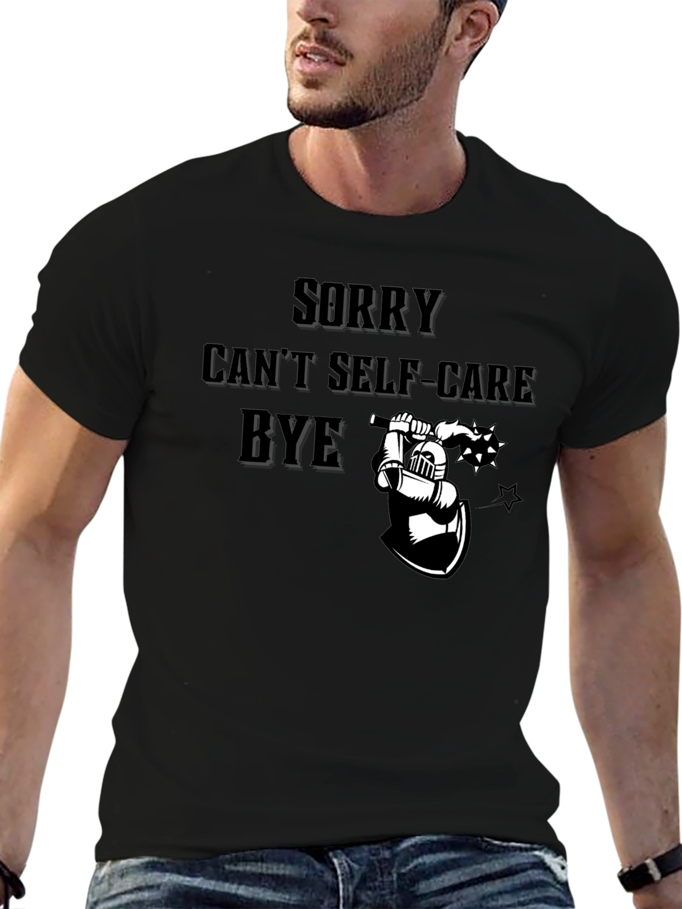 Sorry Cant Self-Care Bye Black Graphic Tee