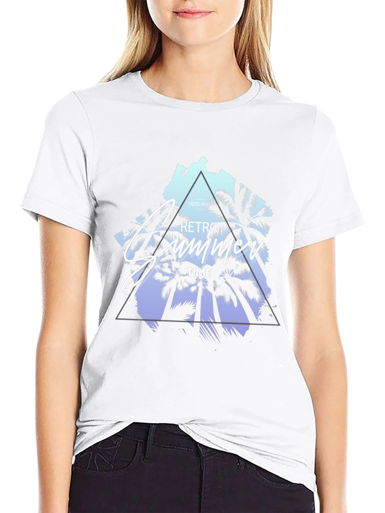 Retro Summer Time Palm Tree Graphic T-Shirt