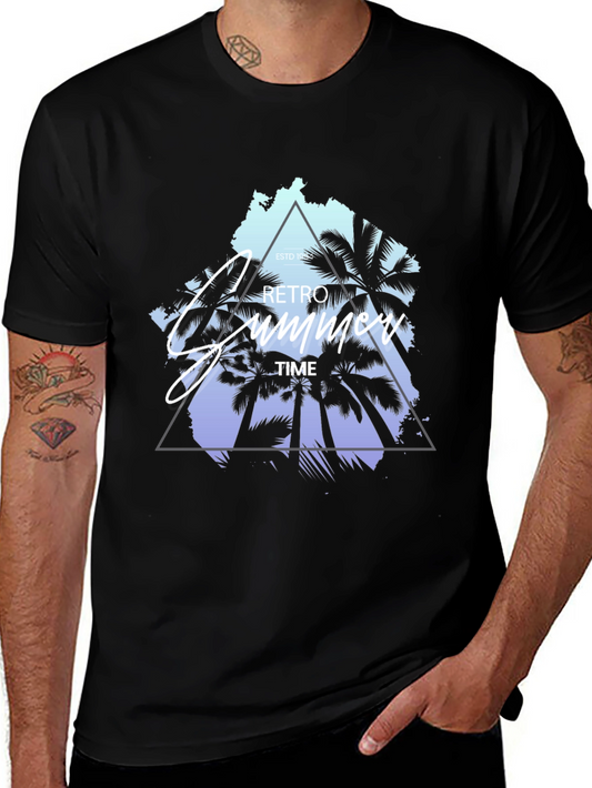 Retro Summer Time Palm Tree Graphic T-Shirt