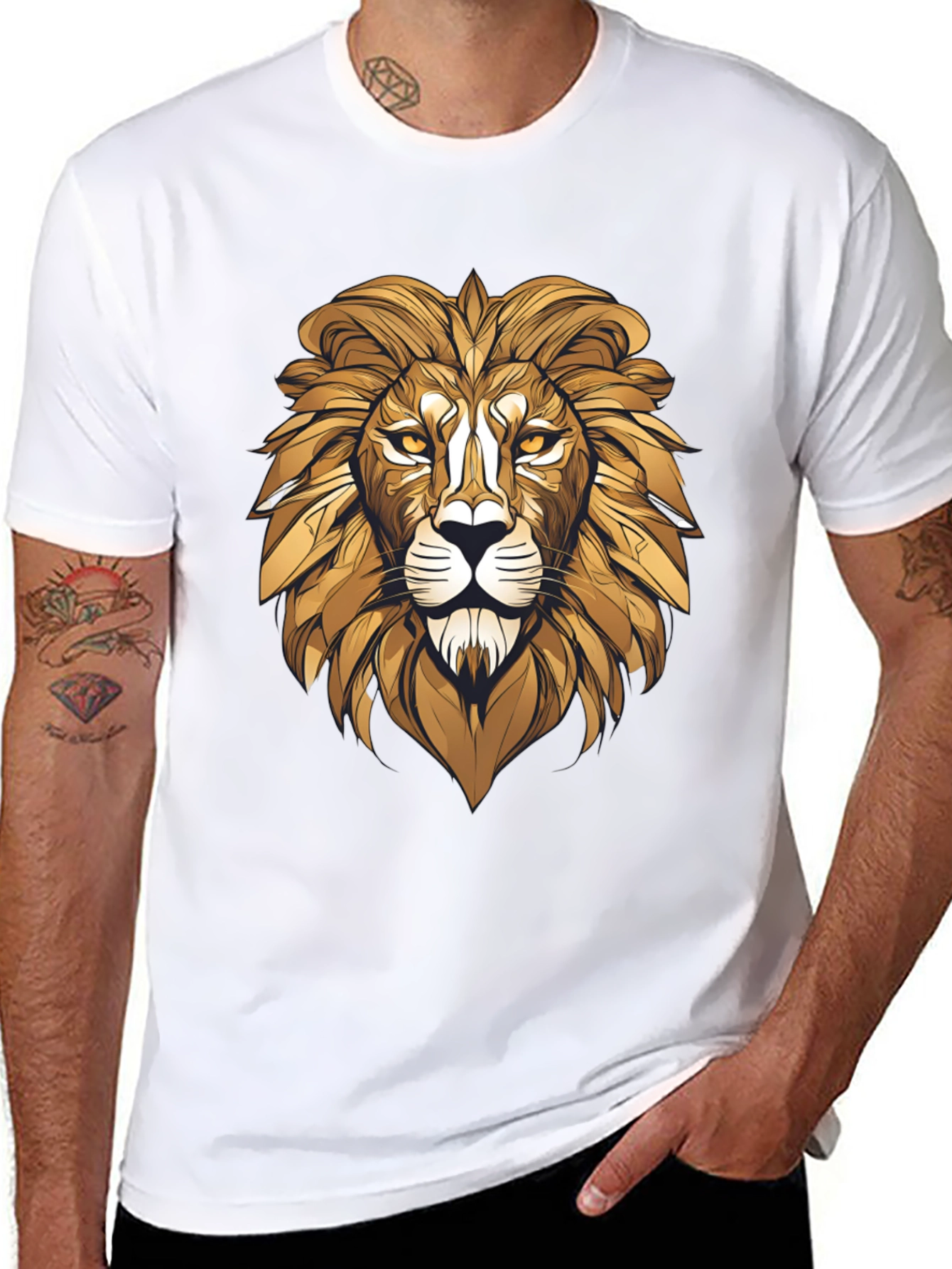 Bold Lion Graphic Tee - Black Cotton Blend