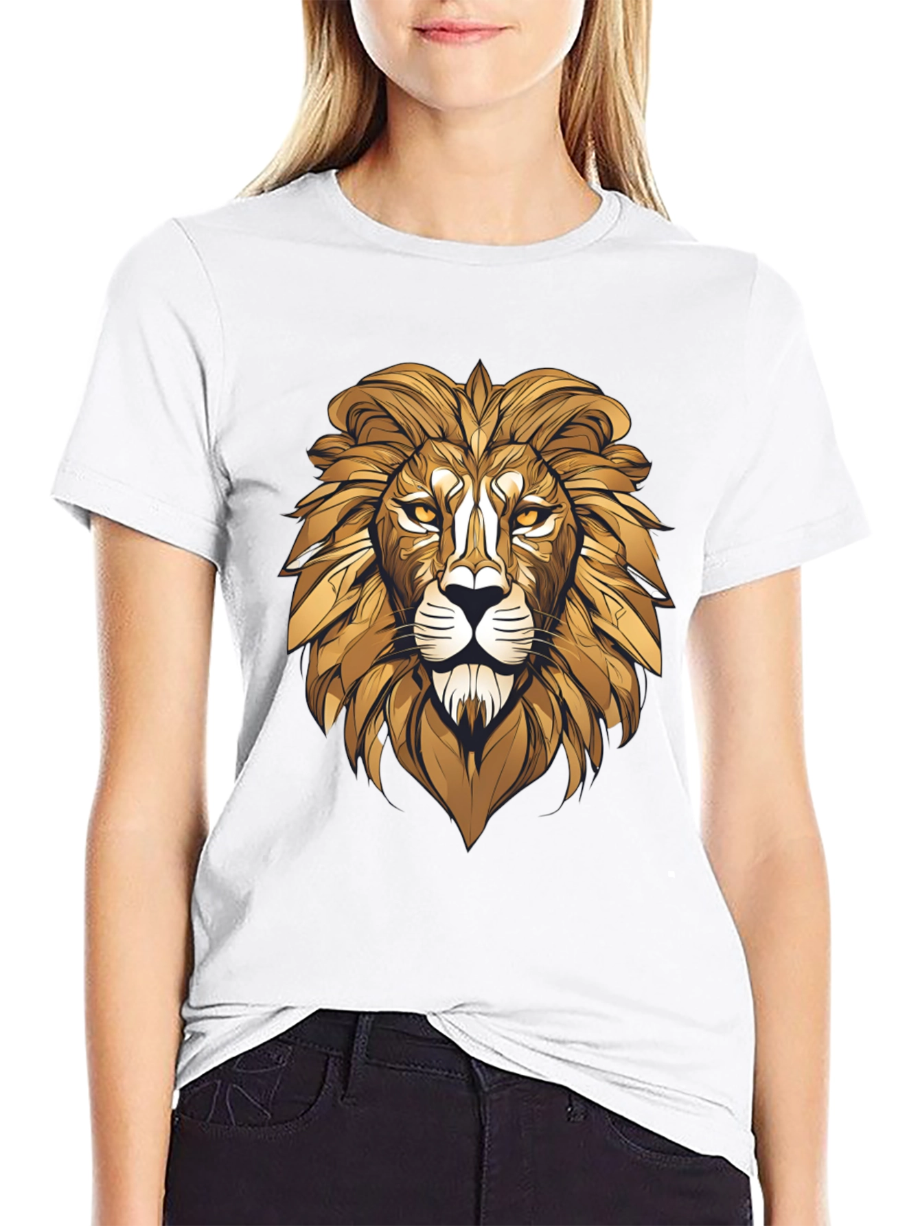 Bold Lion Graphic Tee - Black Cotton Blend