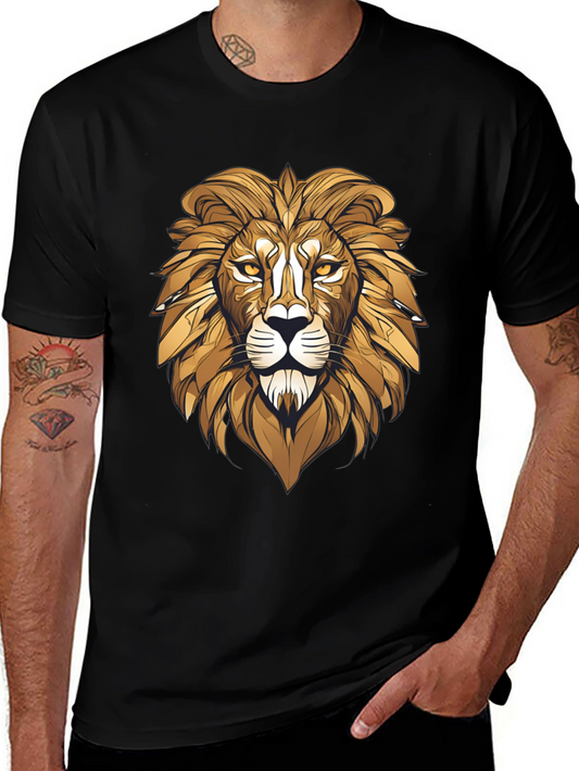 Bold Lion Graphic Tee - Black Cotton Blend
