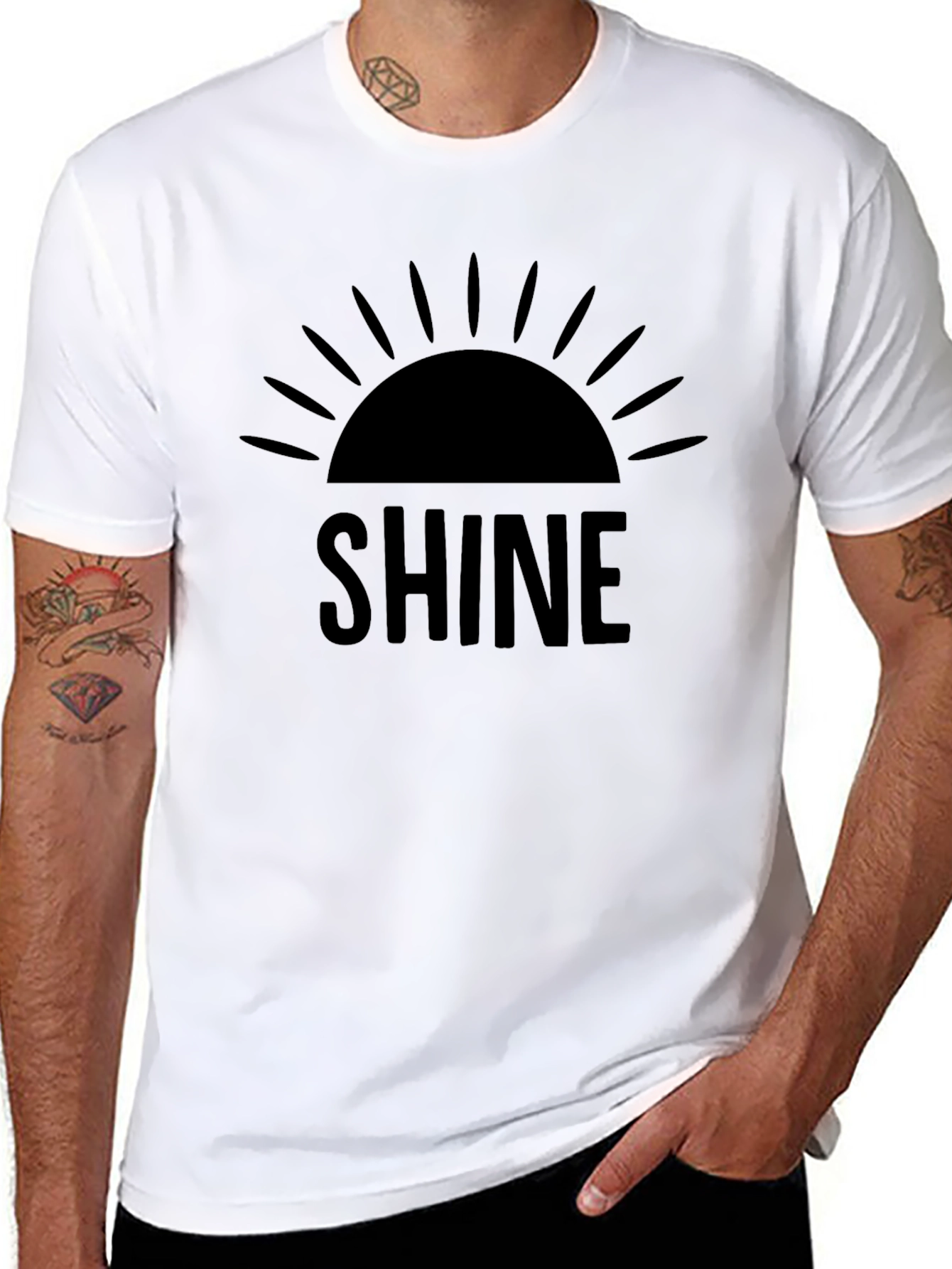 Shine Graphic Print Mens T-Shirt - Black