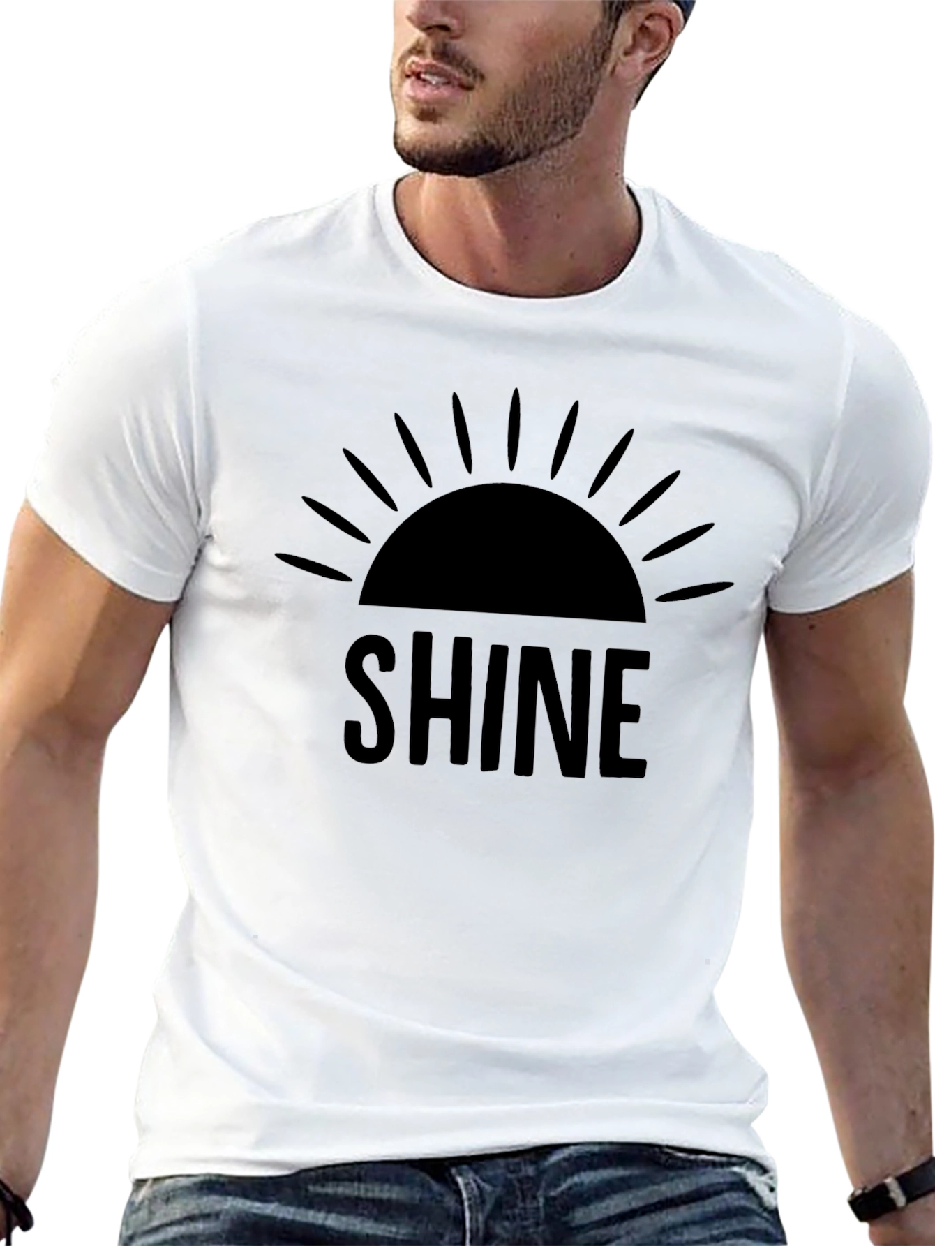 Shine Graphic Print Mens T-Shirt - Black
