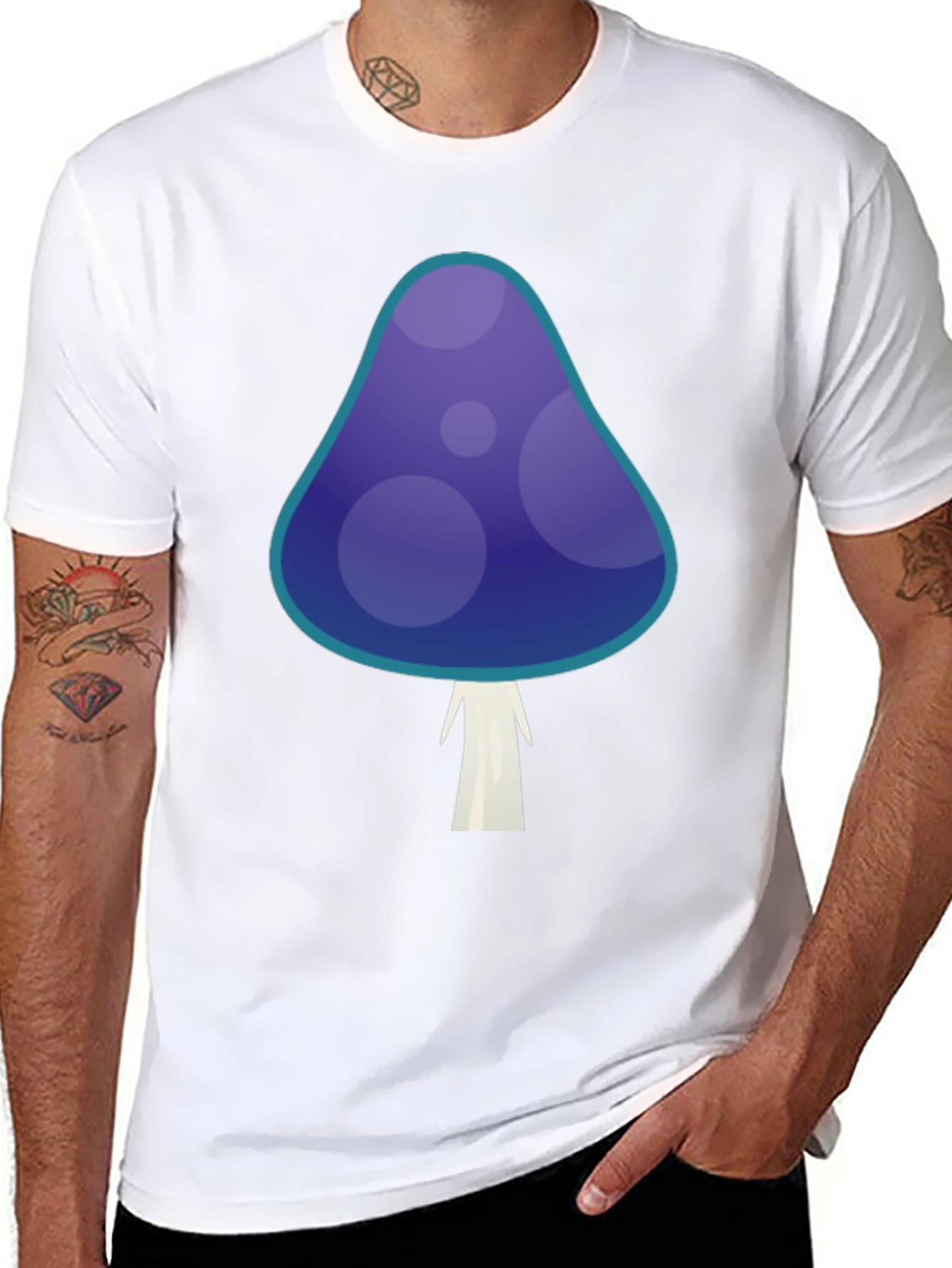 Funky Mushroom Graphic T-Shirt - Black Cotton Tee