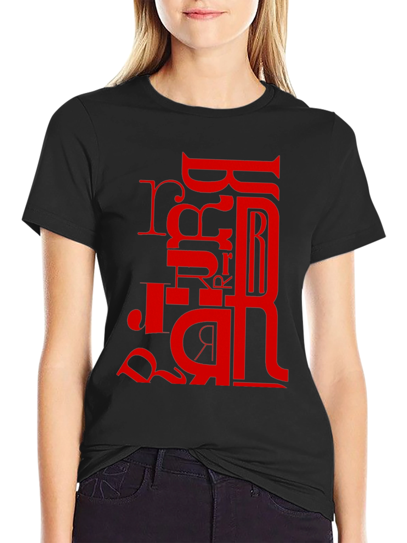 Red Letter Graphic Black T-Shirt