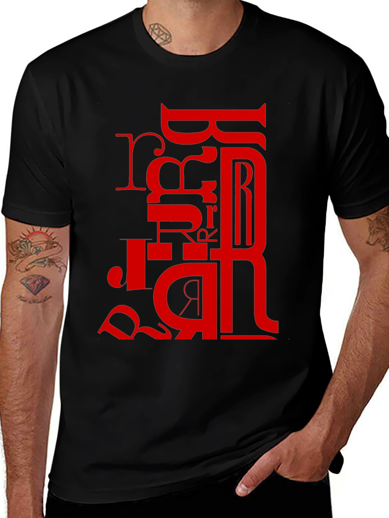 Red Letter Graphic Black T-Shirt