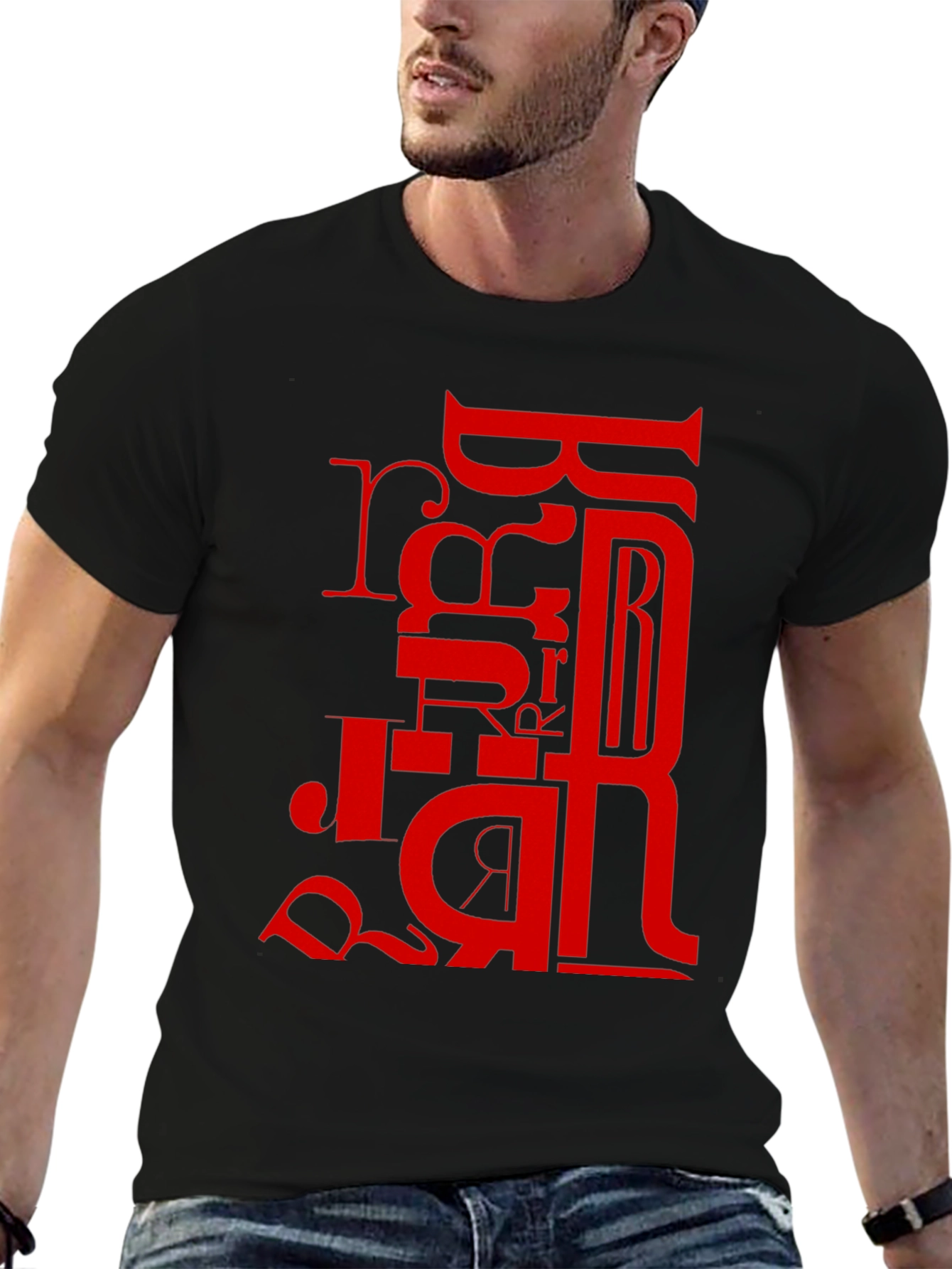 Red Letter Graphic Black T-Shirt