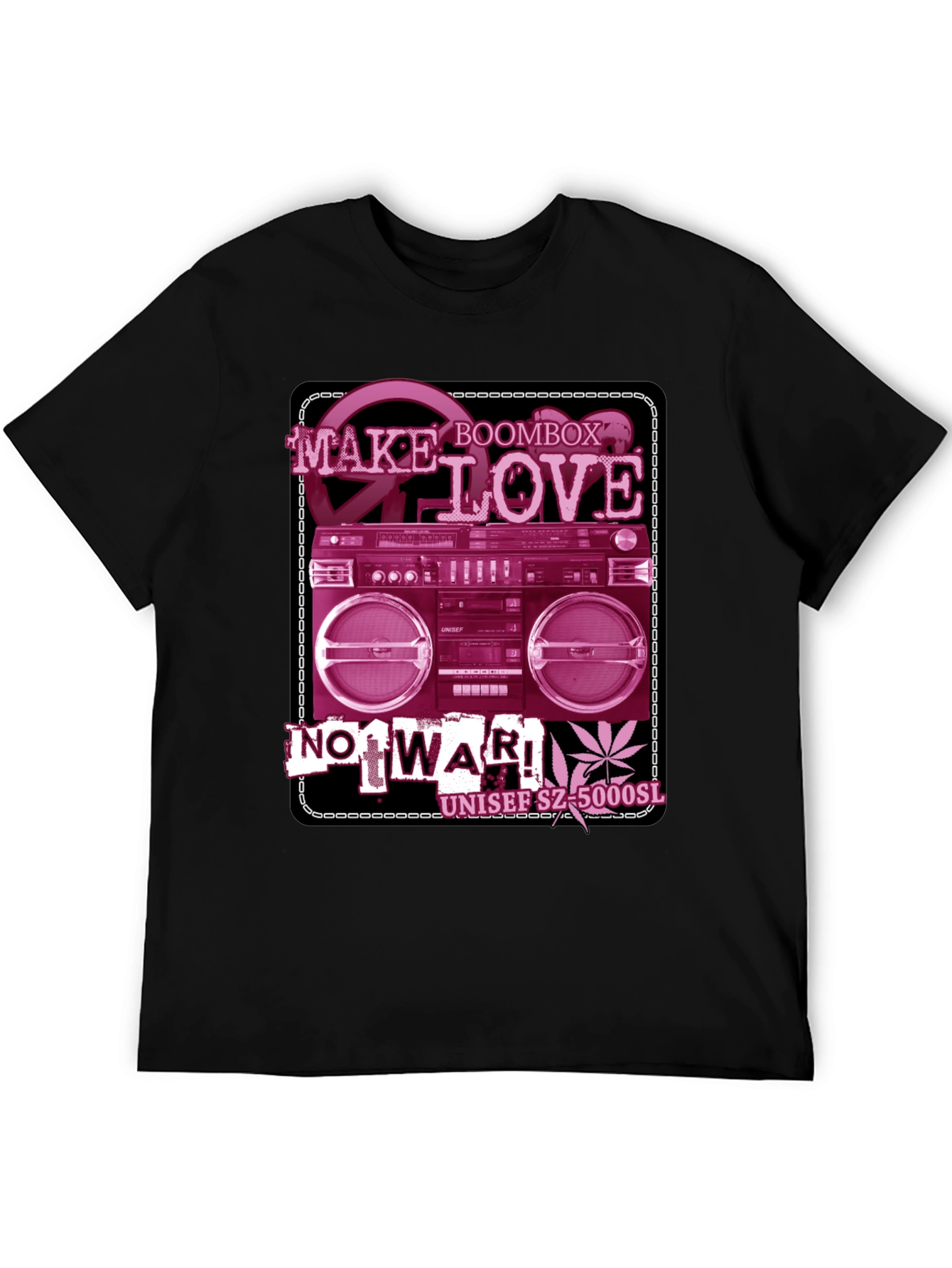 Retro Boombox Make Love Not War Graphic T-Shirt