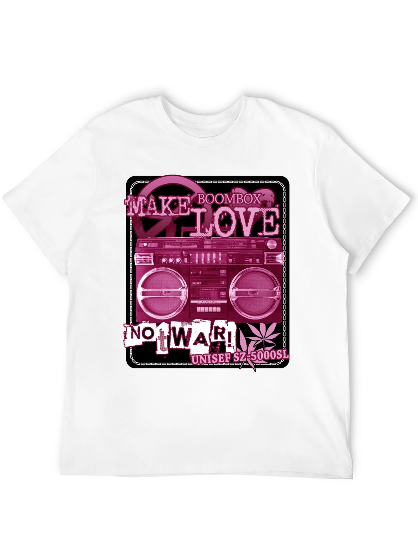 Retro Boombox Make Love Not War Graphic T-Shirt