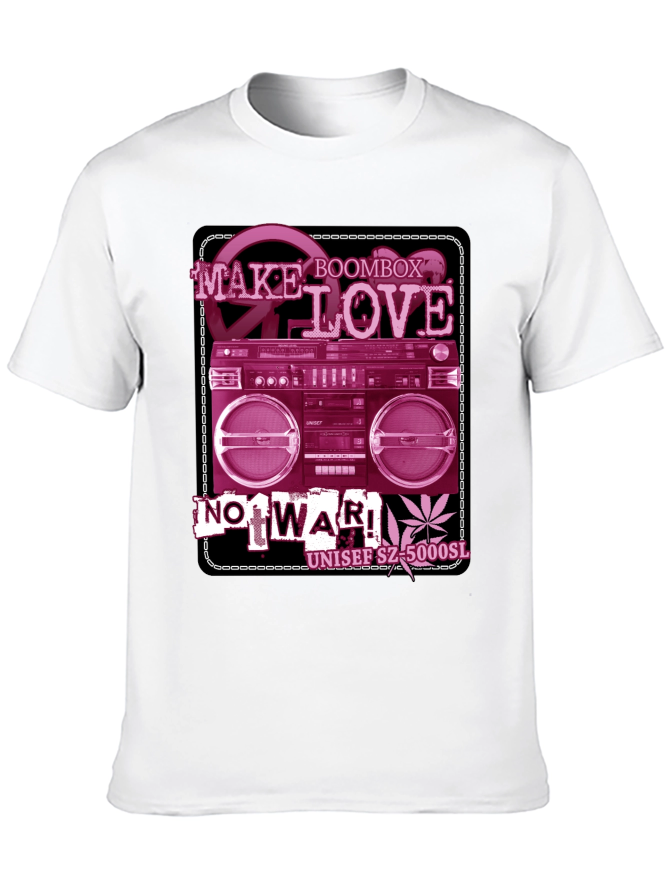 Retro Boombox Make Love Not War Graphic T-Shirt