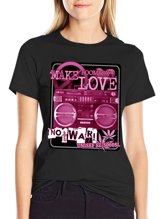 Retro Boombox Make Love Not War Graphic T-Shirt