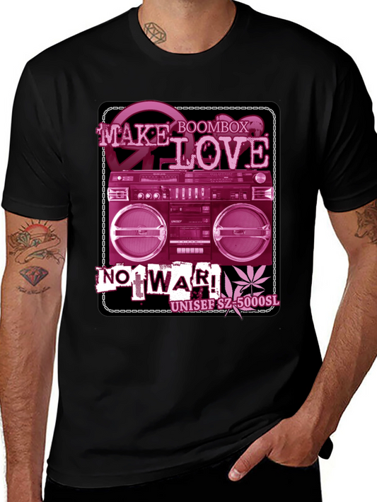 Retro Boombox Make Love Not War Graphic T-Shirt