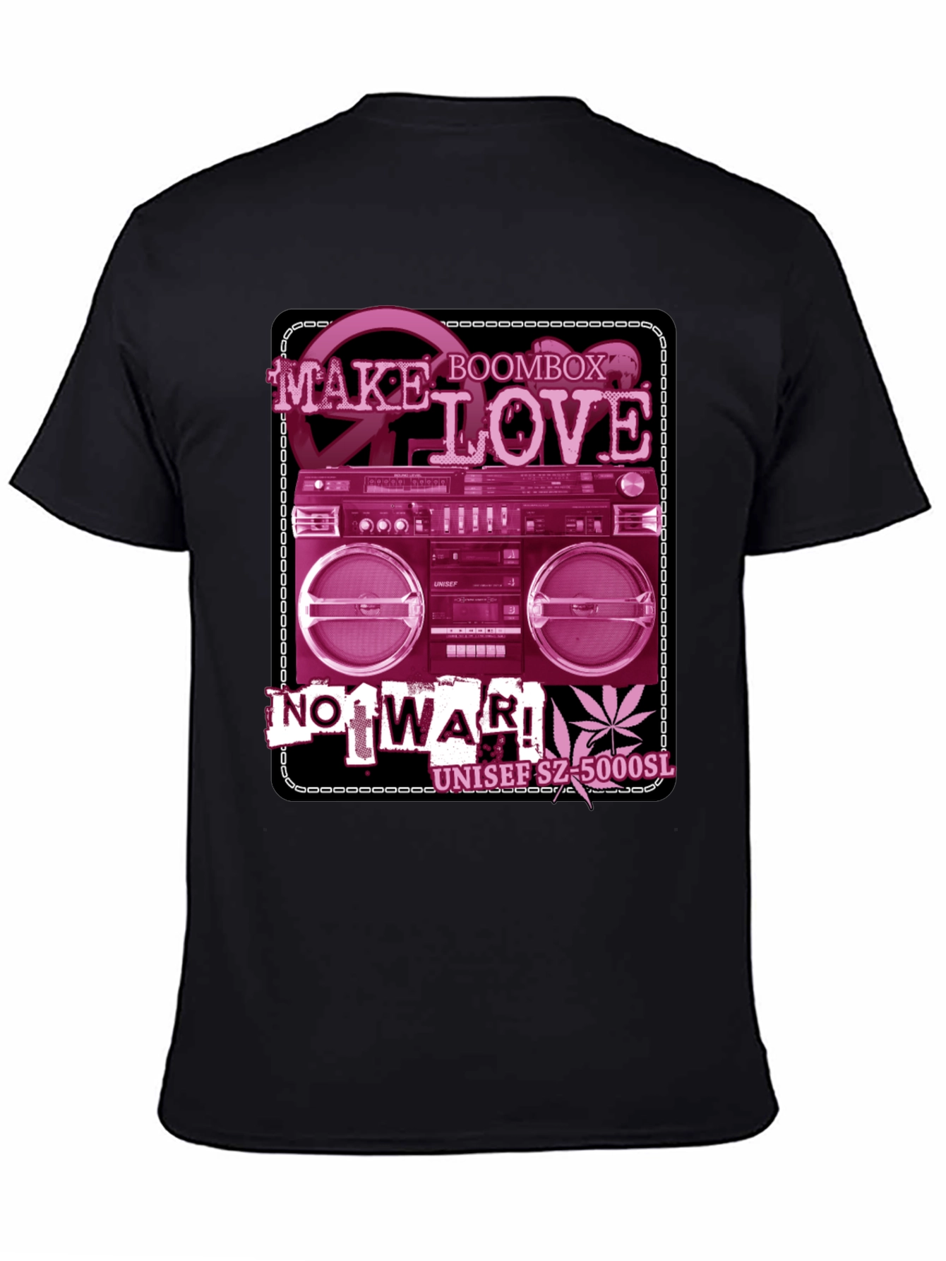 Retro Boombox Make Love Not War Graphic T-Shirt