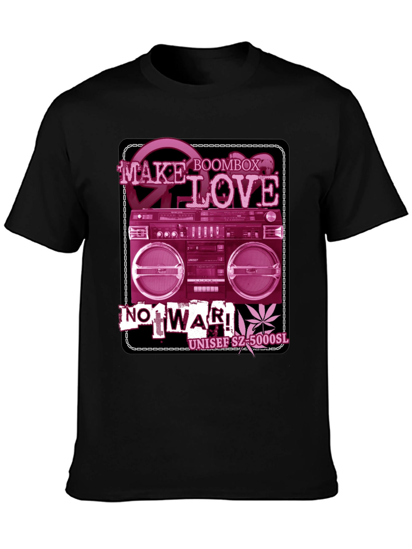 Retro Boombox Make Love Not War Graphic T-Shirt