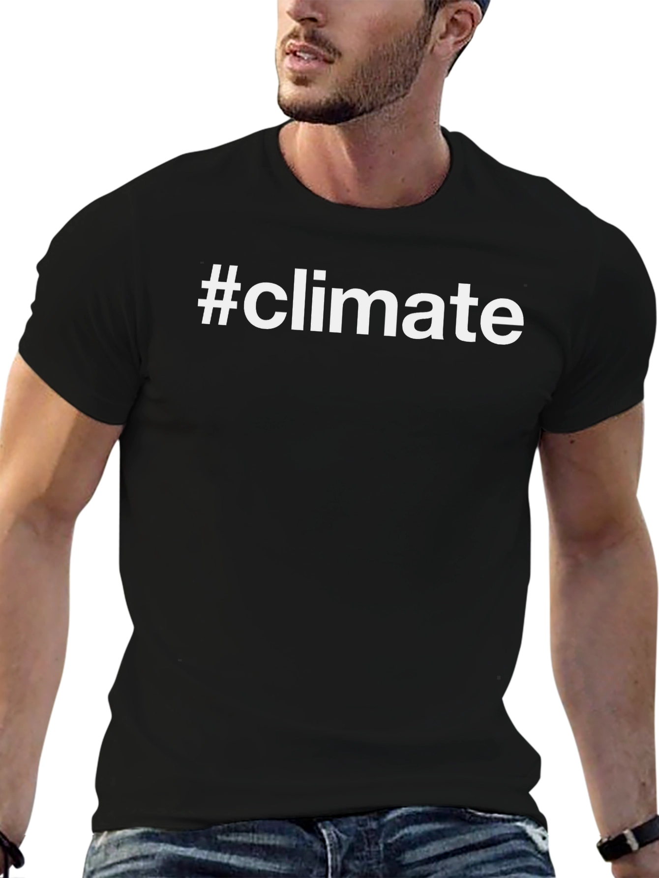 #Climate T-Shirt - Black Crew Neck Environmental Awareness Tee