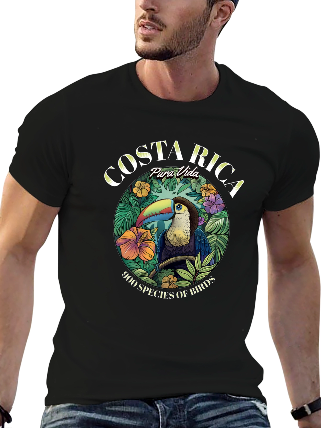 Costa Rica Toucan Graphic Tee - Black