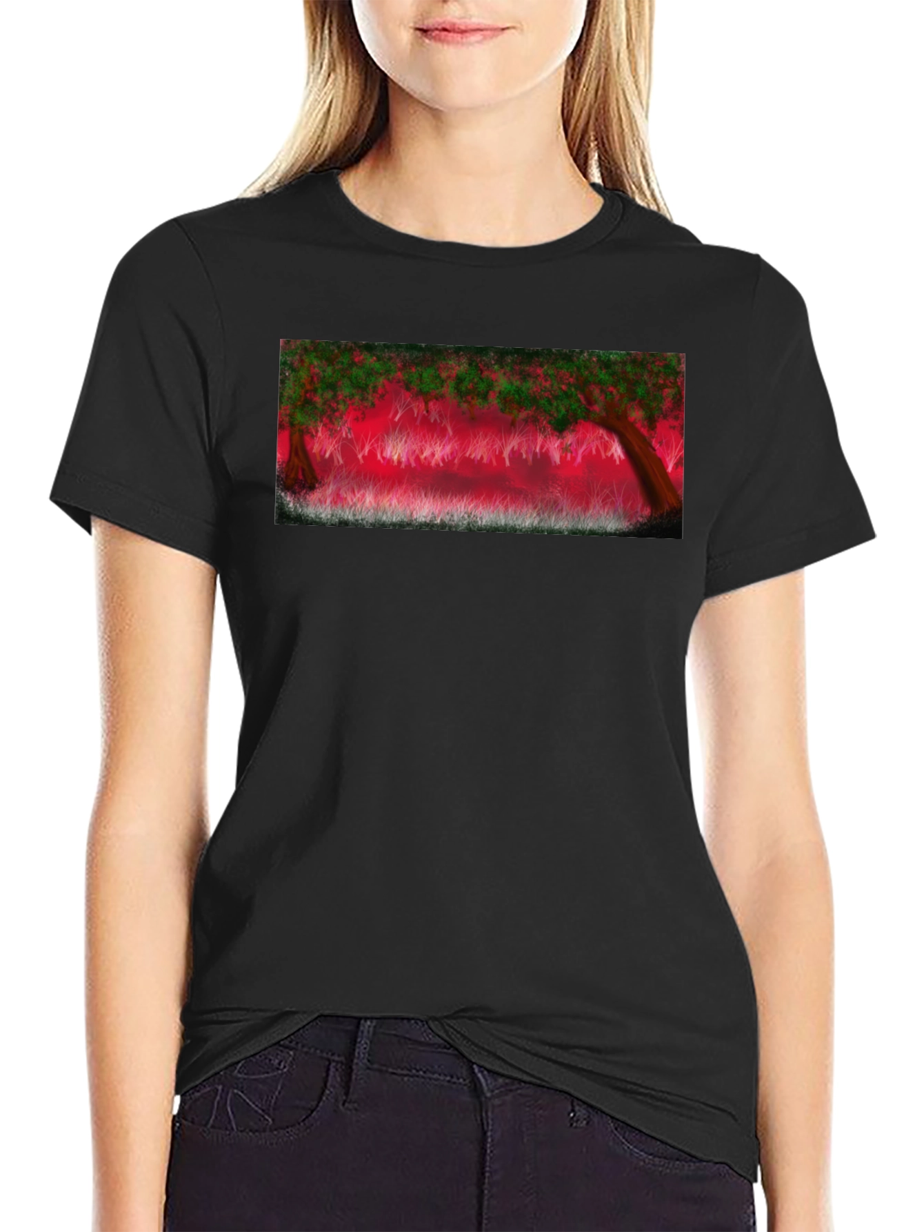 Enchanted Forest Graphic Tee - Black Cotton Blend